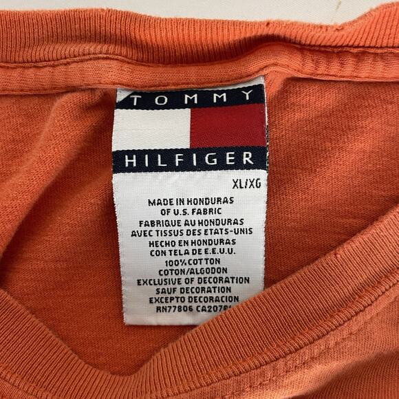 Vintage Tommy Hilfiger Basic Orange T-shirt Size XL Distressed - Picture 3 of 5